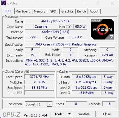AMD Ryzen 7 5700G CPU 【動作確認済】