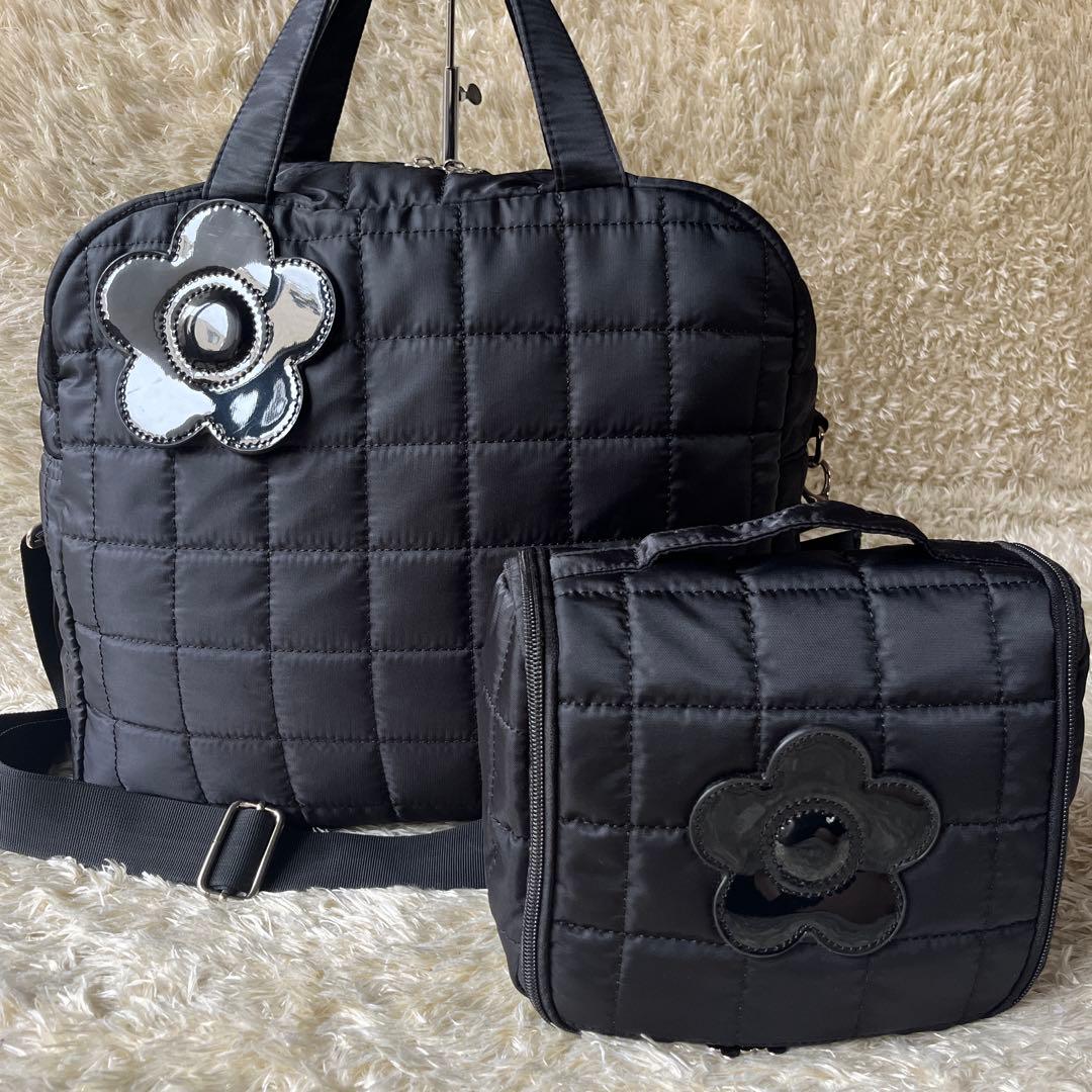 マリークワント キルティング ボストンバッグ 2wayショルダー ポーチセット