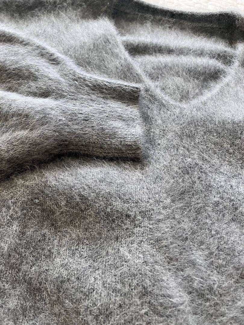 美品♦︎Loungedress FUR ウール×カシミヤ Vネックニット グレー