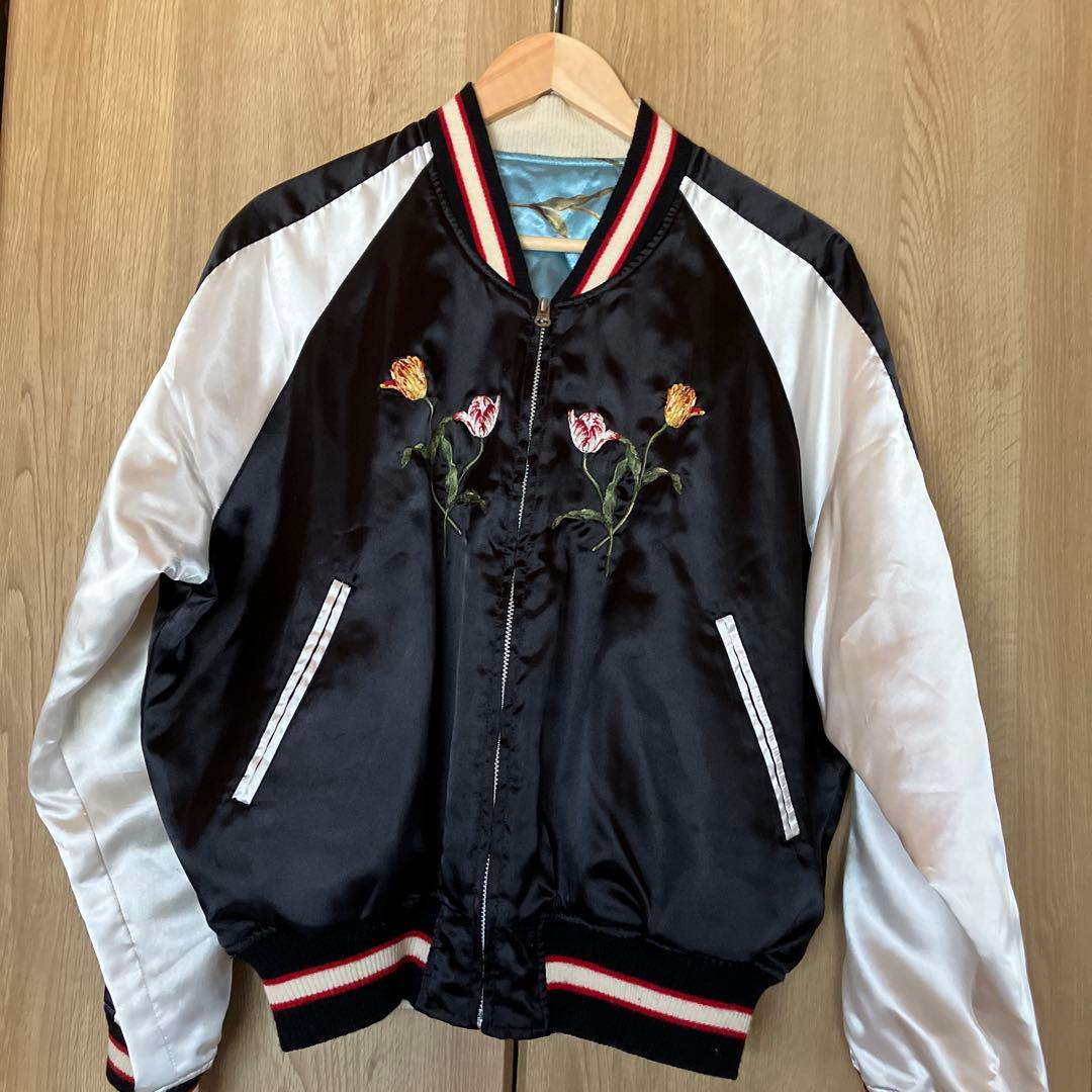 PINK HOUSE 花柄スカジャン ブラック/ホワイト