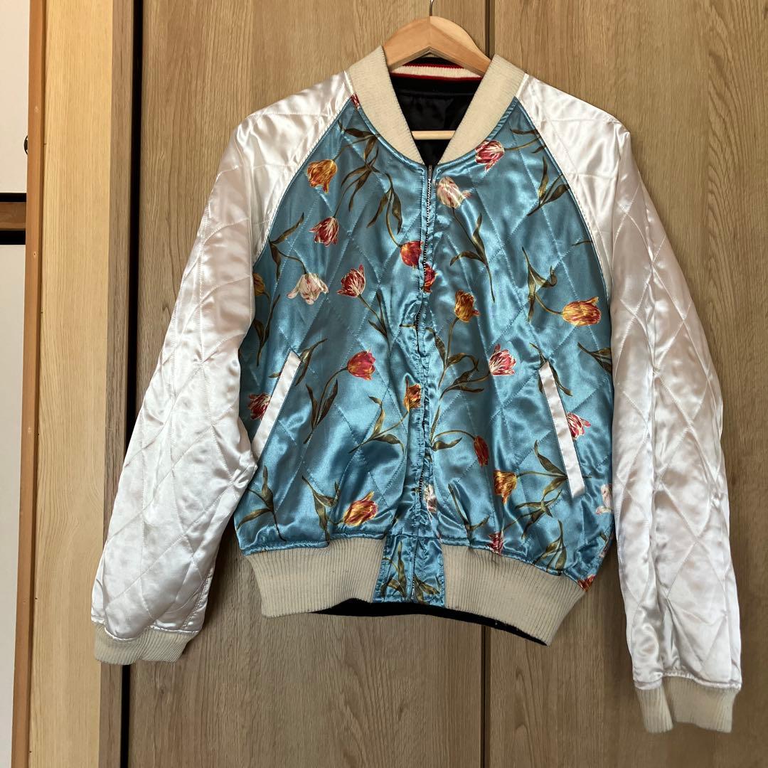 PINK HOUSE 花柄スカジャン ブラック/ホワイト