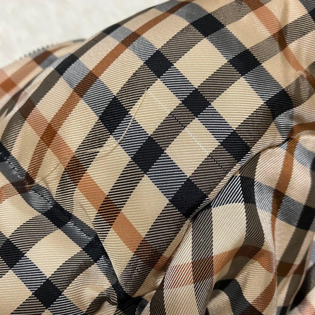 DAKS ダックス　ファーフード付きダウンコート　裏地チェック　ブラウン　40