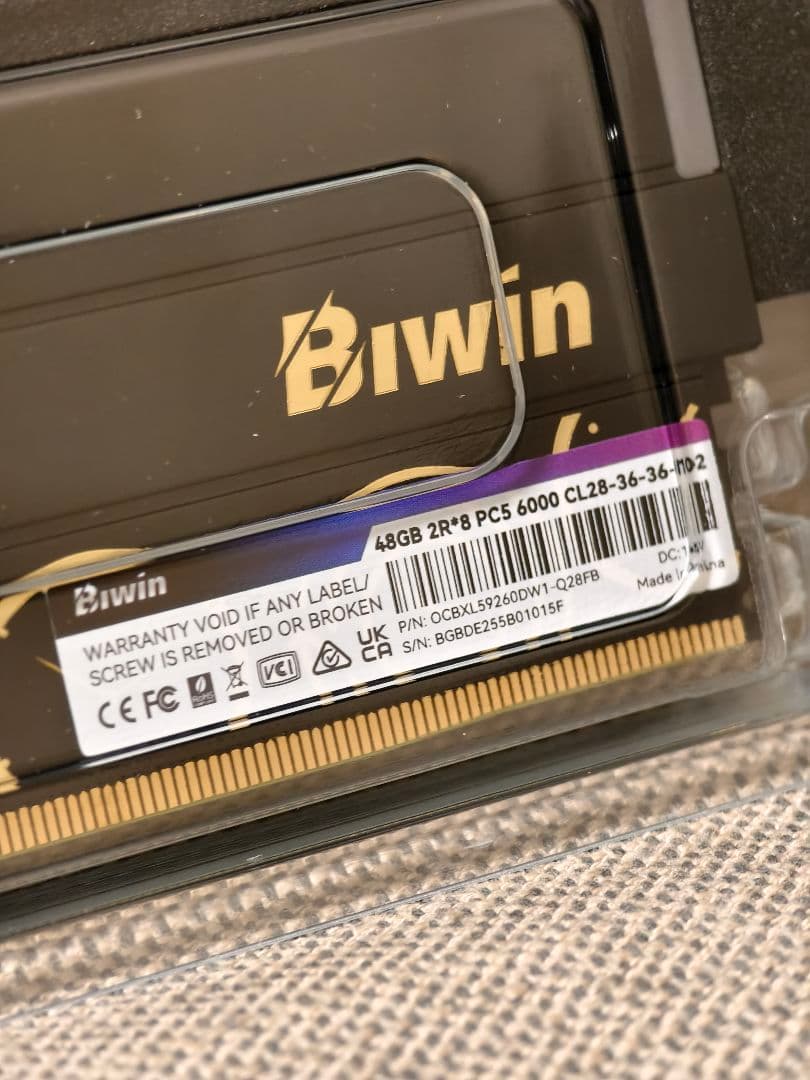 メモリー Biwin DW100 DDR5 6000MHz CL28 96GB