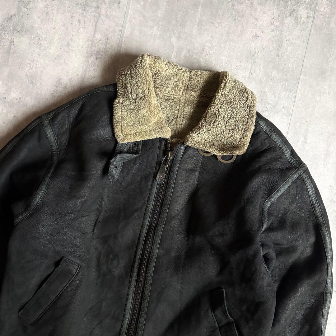 【90s vintage】B-3 フライトジャケット　ムートン　本革　短丈　古着