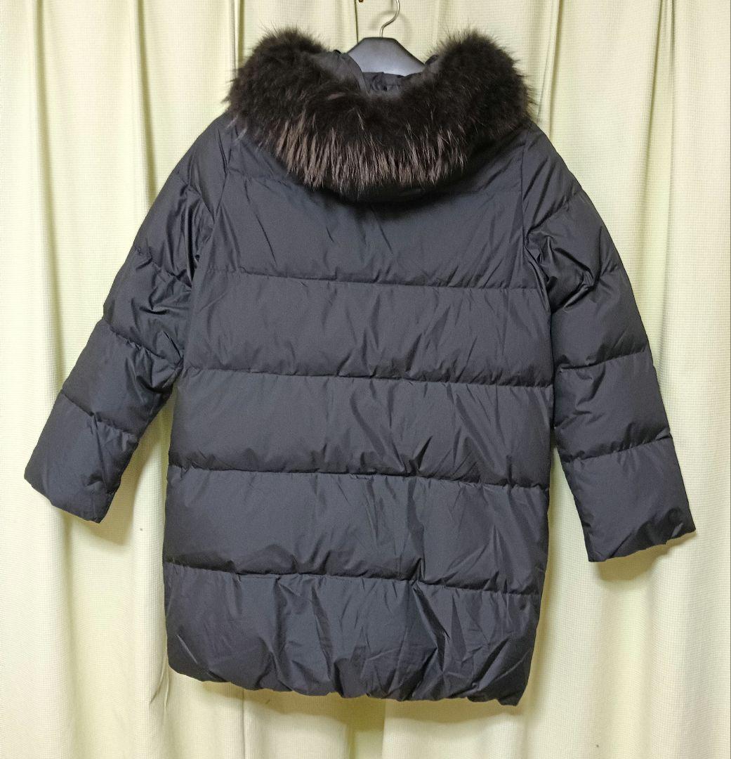 ナノユニバース L 　西川ダウン　ダウンジャケット　ラクーン　ダークブラウン