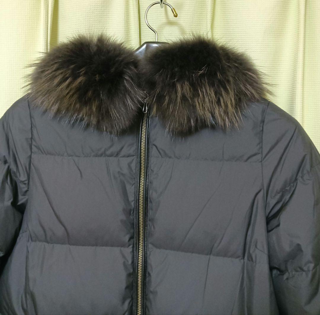 ナノユニバース L 　西川ダウン　ダウンジャケット　ラクーン　ダークブラウン