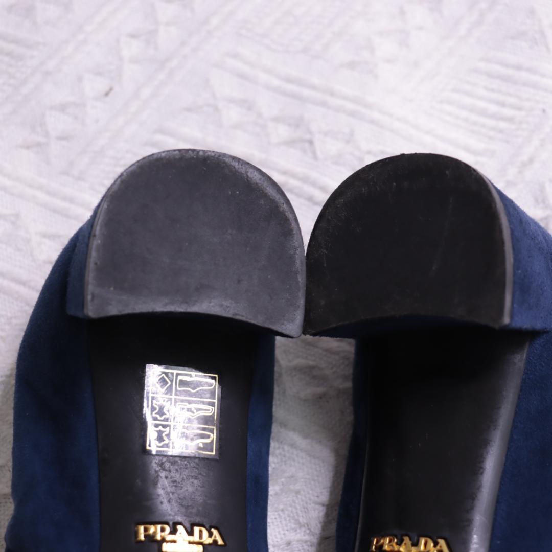 PRADA プラダ スエードレザー　ミュール　ヒール　リボン　パンプス