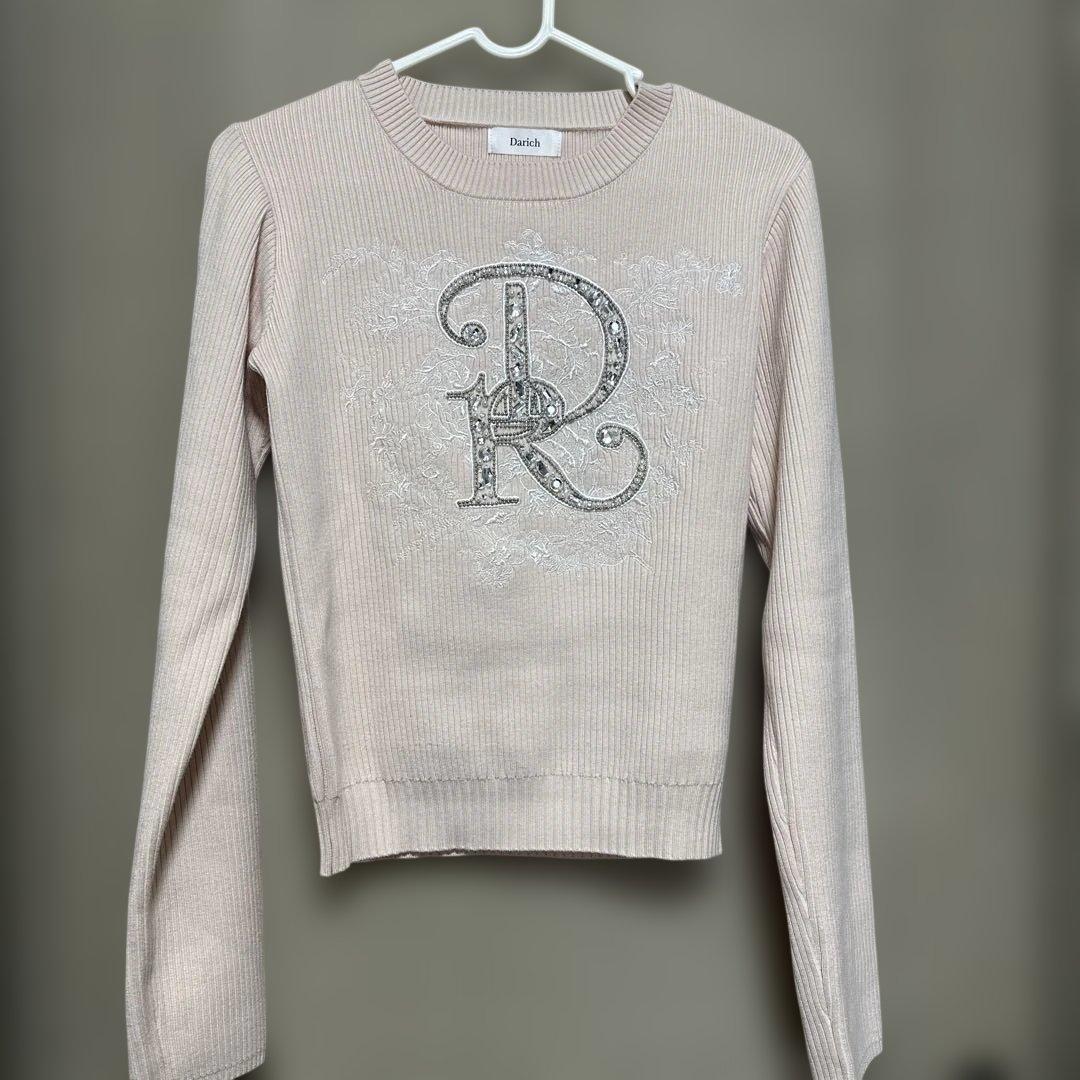 DRビジューフラワーリブニットトップス Darich