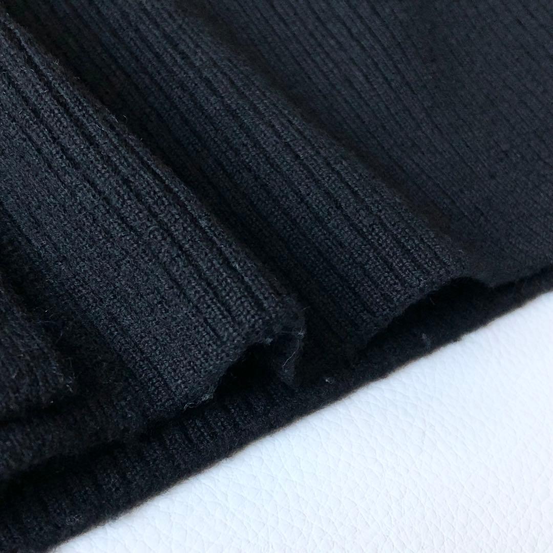 2762y美品カレンソロジー 24AW アッシュクウール金ボタンカーディガン 黒