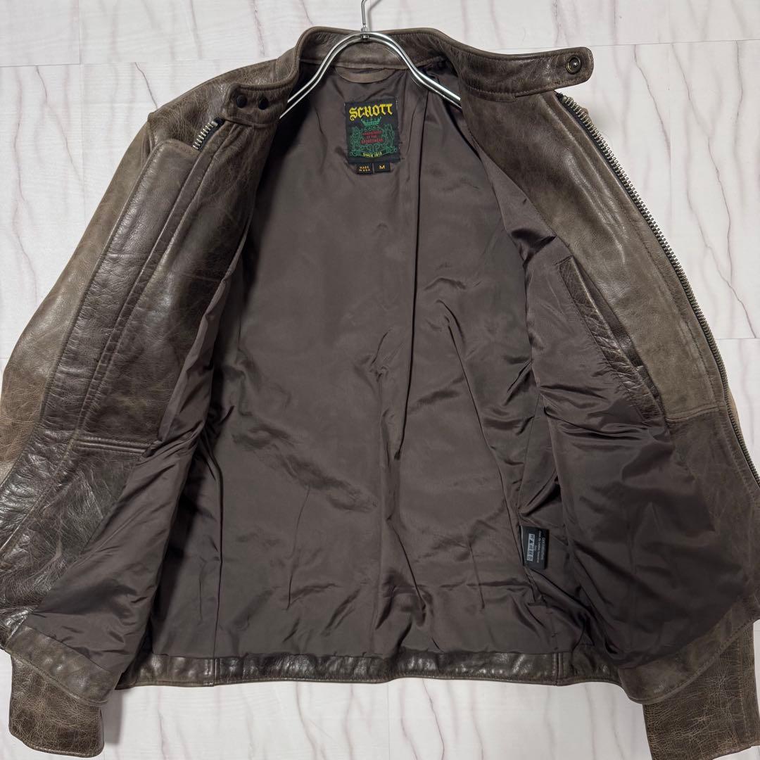 Schott カウハイド シングルレザーライダース ブラウン Mサイズ USA