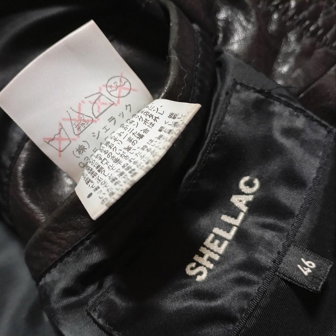 SHELLAC ファー取り外し可能 ライダースジャケット レザージャケット 黒色