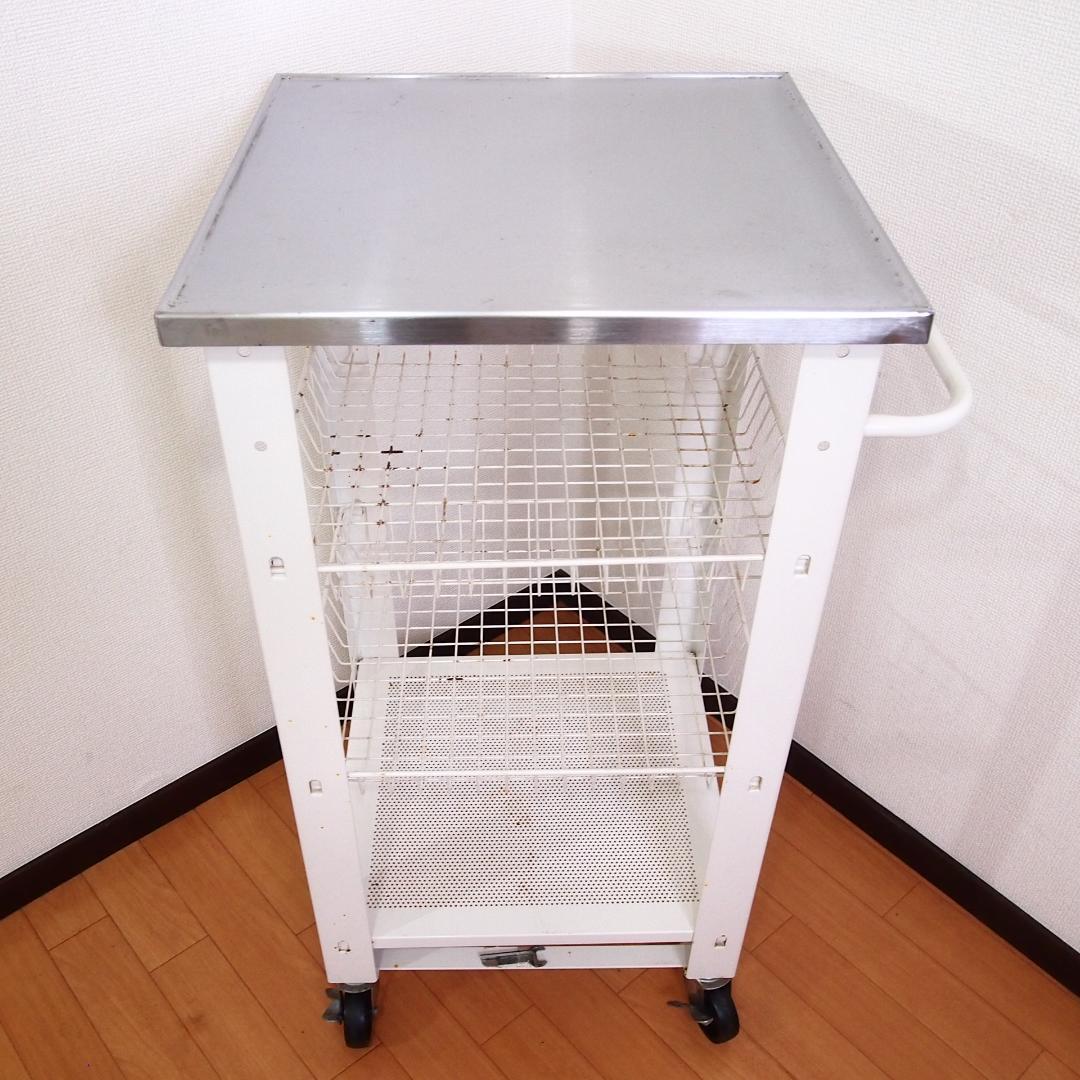 【良品】厨房器具 鉄製 キッチンワゴン キャスター付き 錆びあり 飲食店 家具