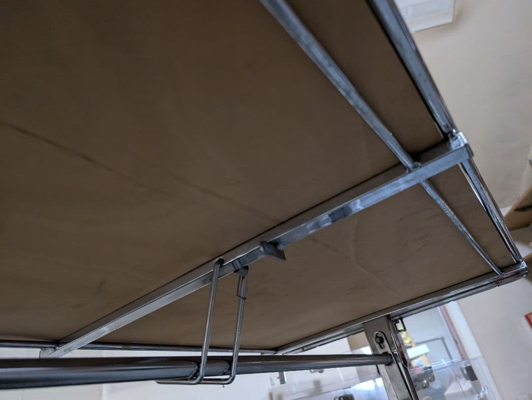 【大阪府直接引き取り】折りたたみワゴン 組立工具不要 クローム W1200