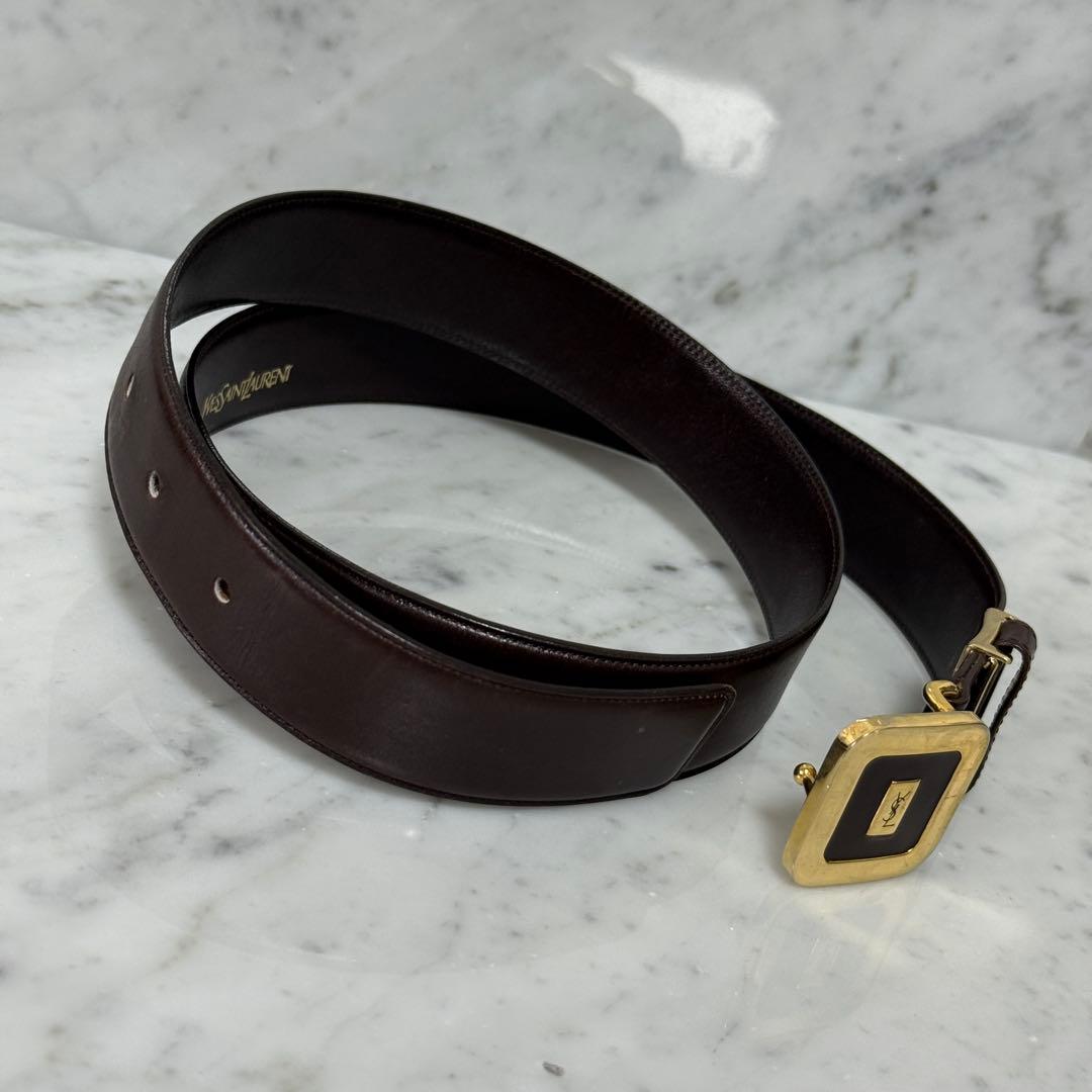 Yves Saint Laurent イヴサンローラン ベルト 本革 茶系