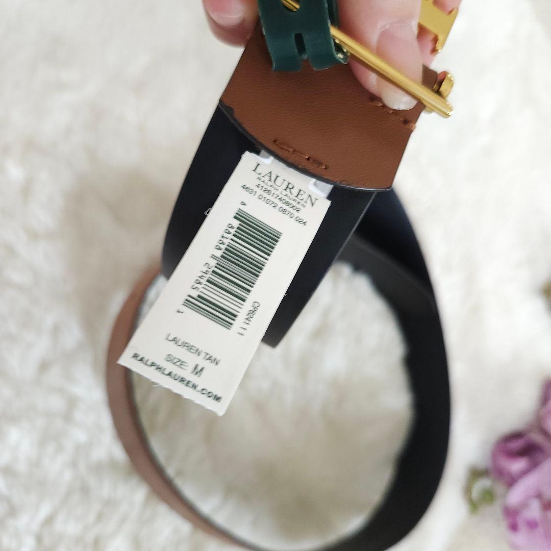 新品 LAUREN RALPH LAUREN ゴールドバックル 牛革ベルト