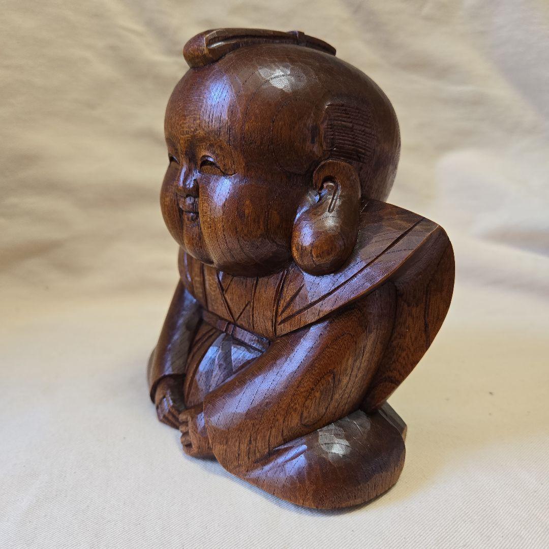 木彫 欅 福助像(大) 縁起物 招福