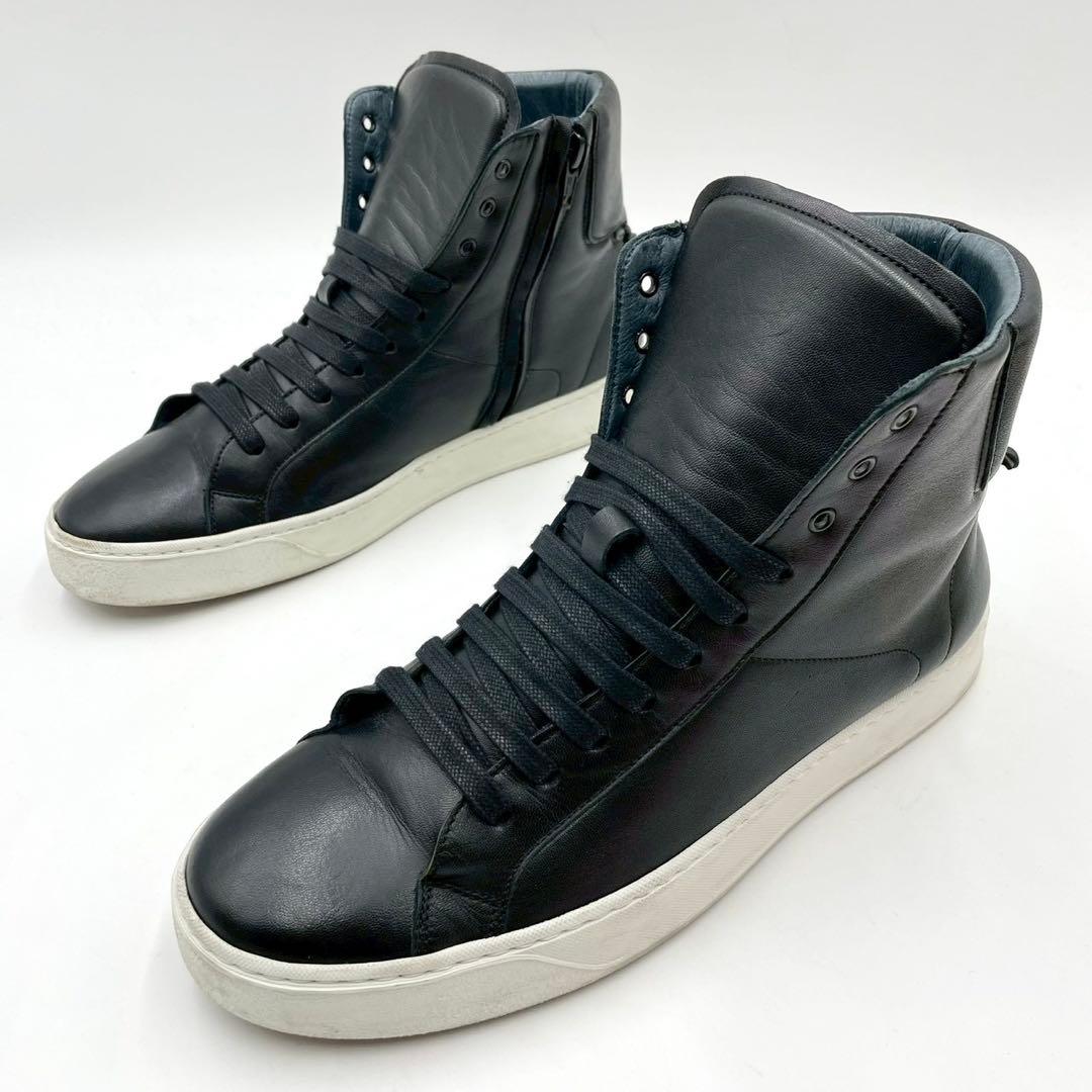 STEFANO GAMBA ハイカットレザースニーカー 黒 41 Y1420
