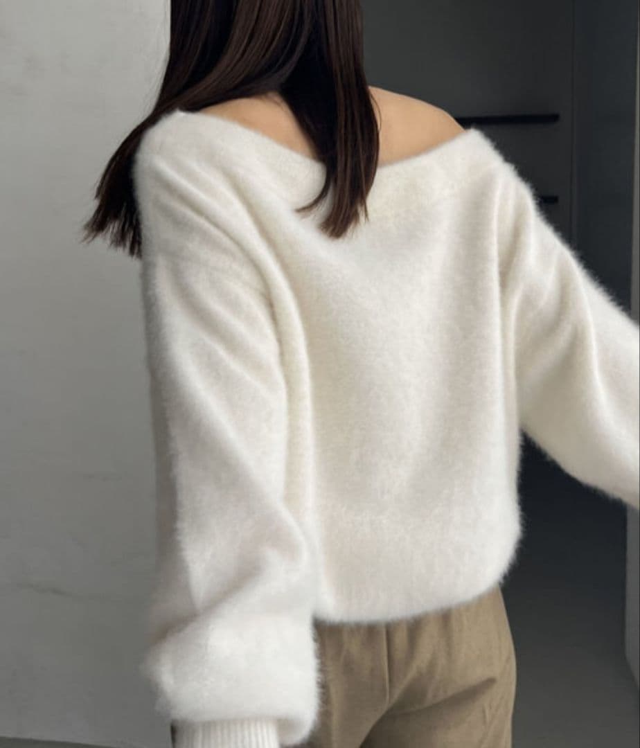 極美品✨️foxカシミアボートネックニット　カプリシュレマージュ　ネイビー