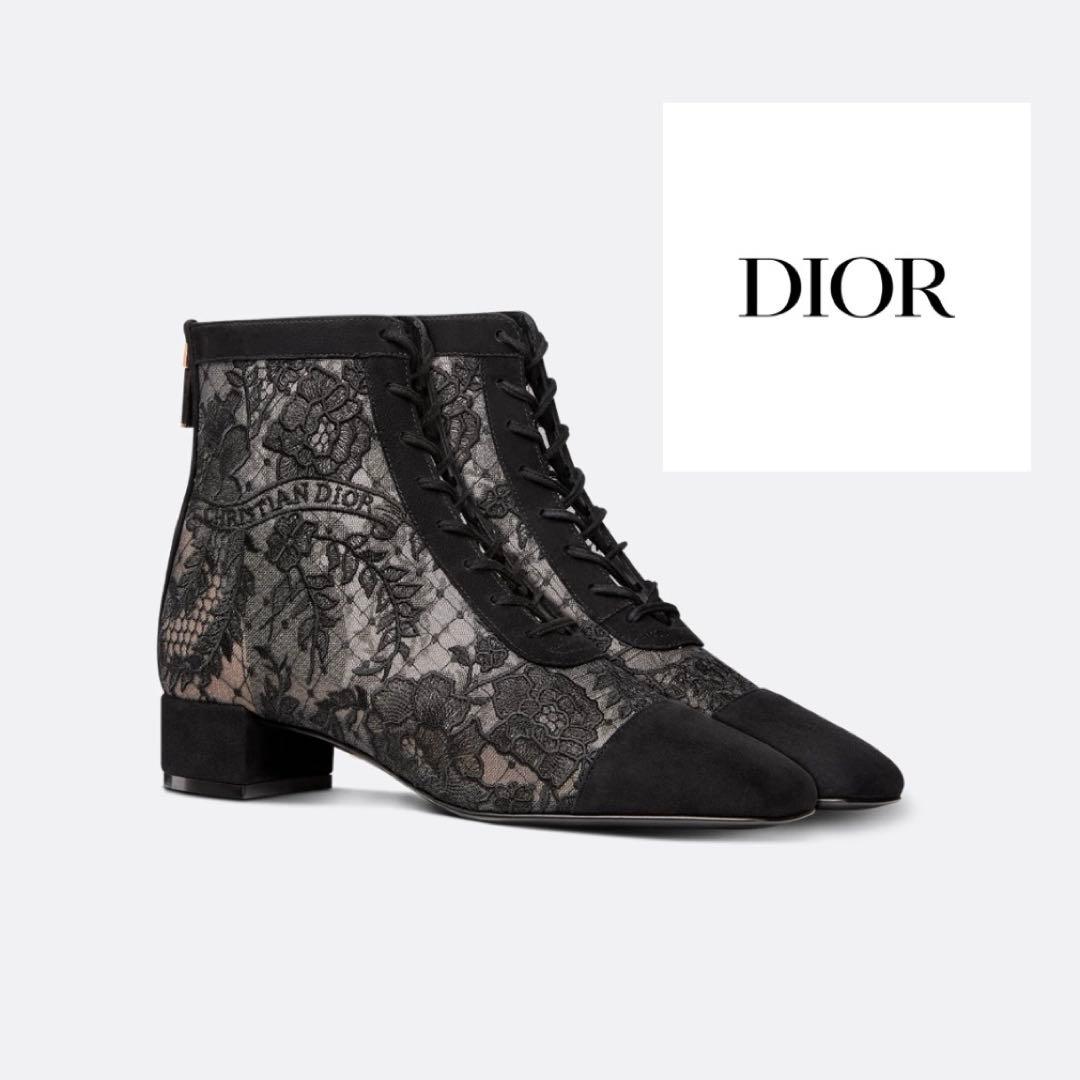 美品✨DIOR Naughtily-D 37 ヒール ショートブーツ　刺繍