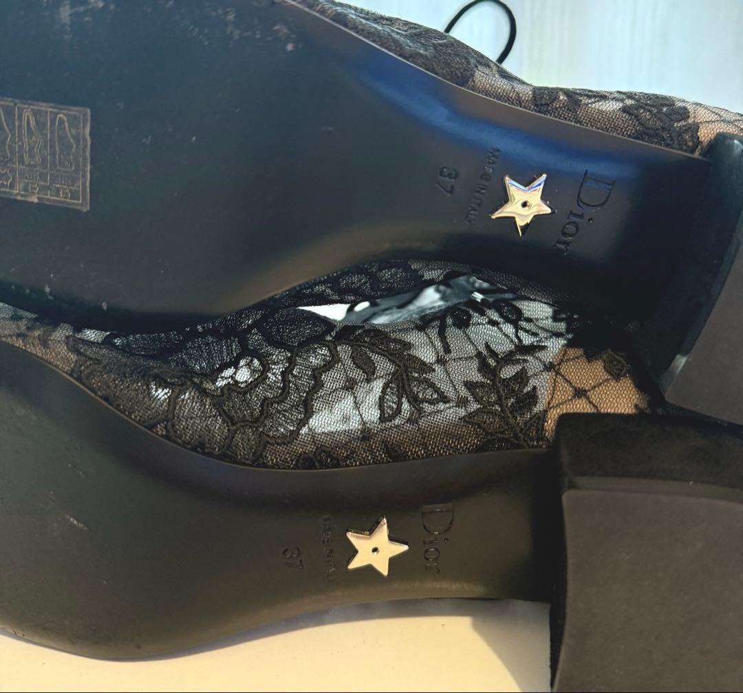 美品✨DIOR Naughtily-D 37 ヒール ショートブーツ　刺繍