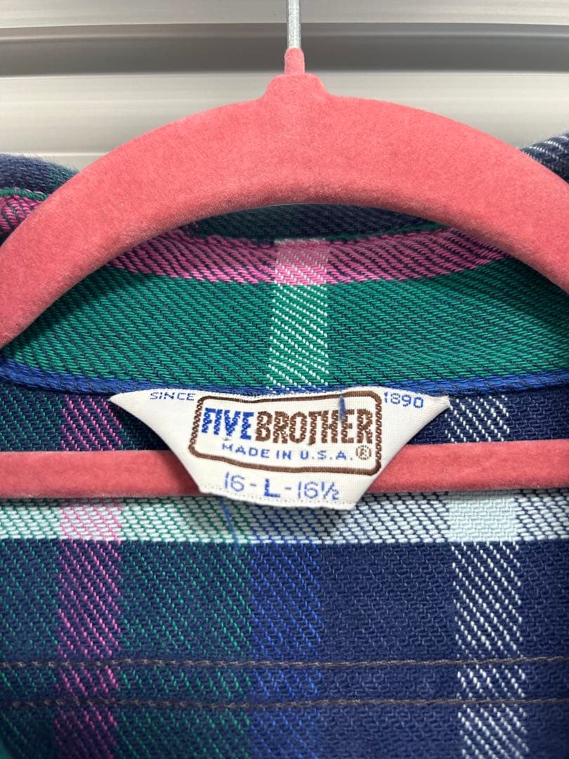 70s 80s FIVE BROTHER USA製 ネルシャツ 好配色　サイズL