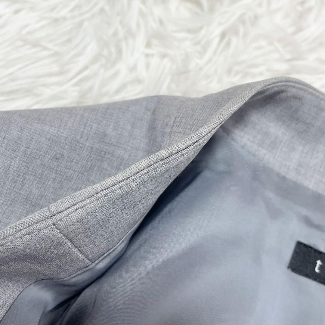 【美品】　セオリー　LANAI　TAILOR　パンツスーツ　ノーカラー　グレー
