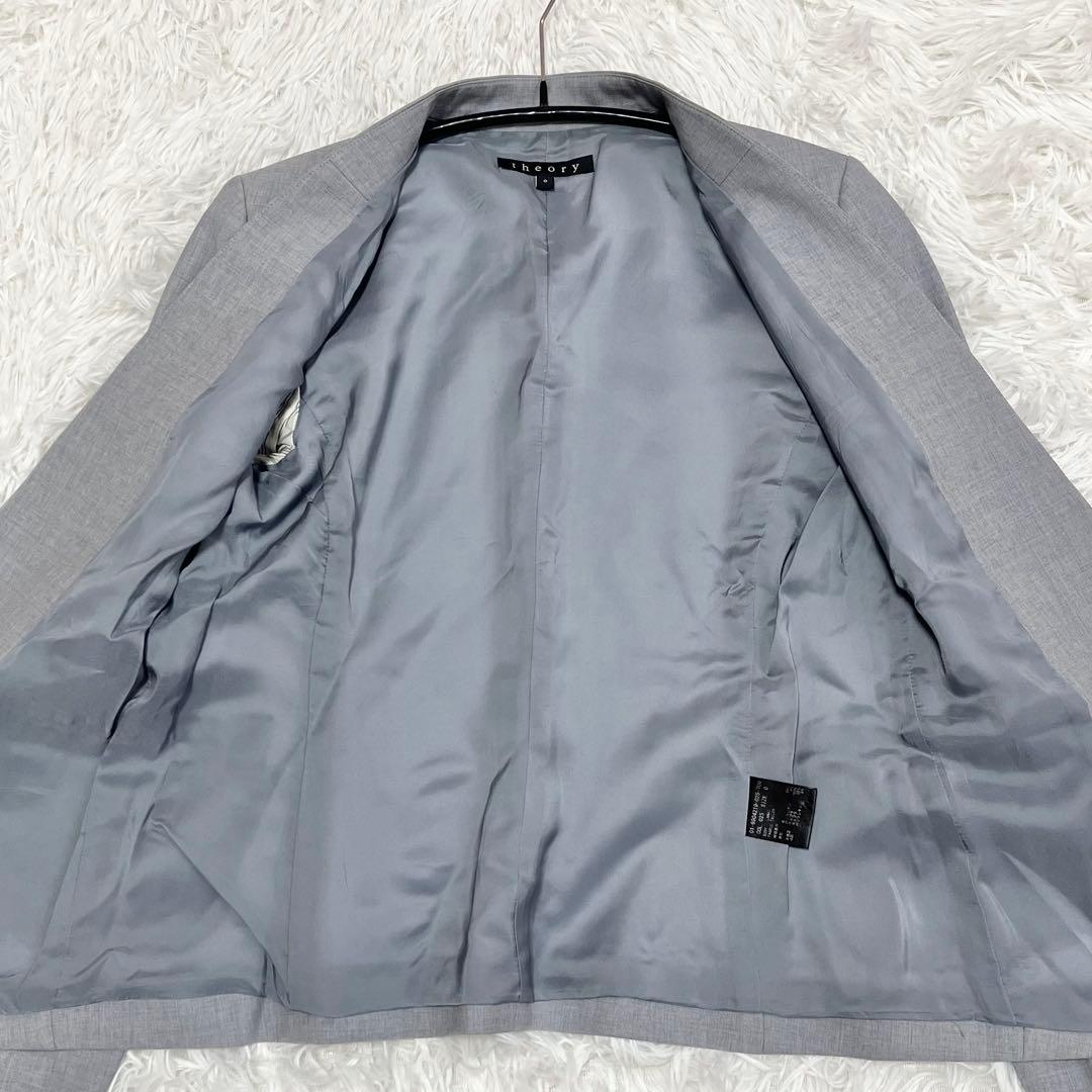 【美品】　セオリー　LANAI　TAILOR　パンツスーツ　ノーカラー　グレー