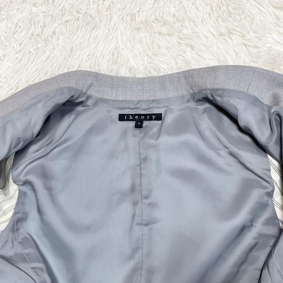 【美品】　セオリー　LANAI　TAILOR　パンツスーツ　ノーカラー　グレー