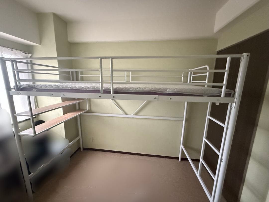 【夢 】ホワイト ロフトベッド 棚付き　説明書有