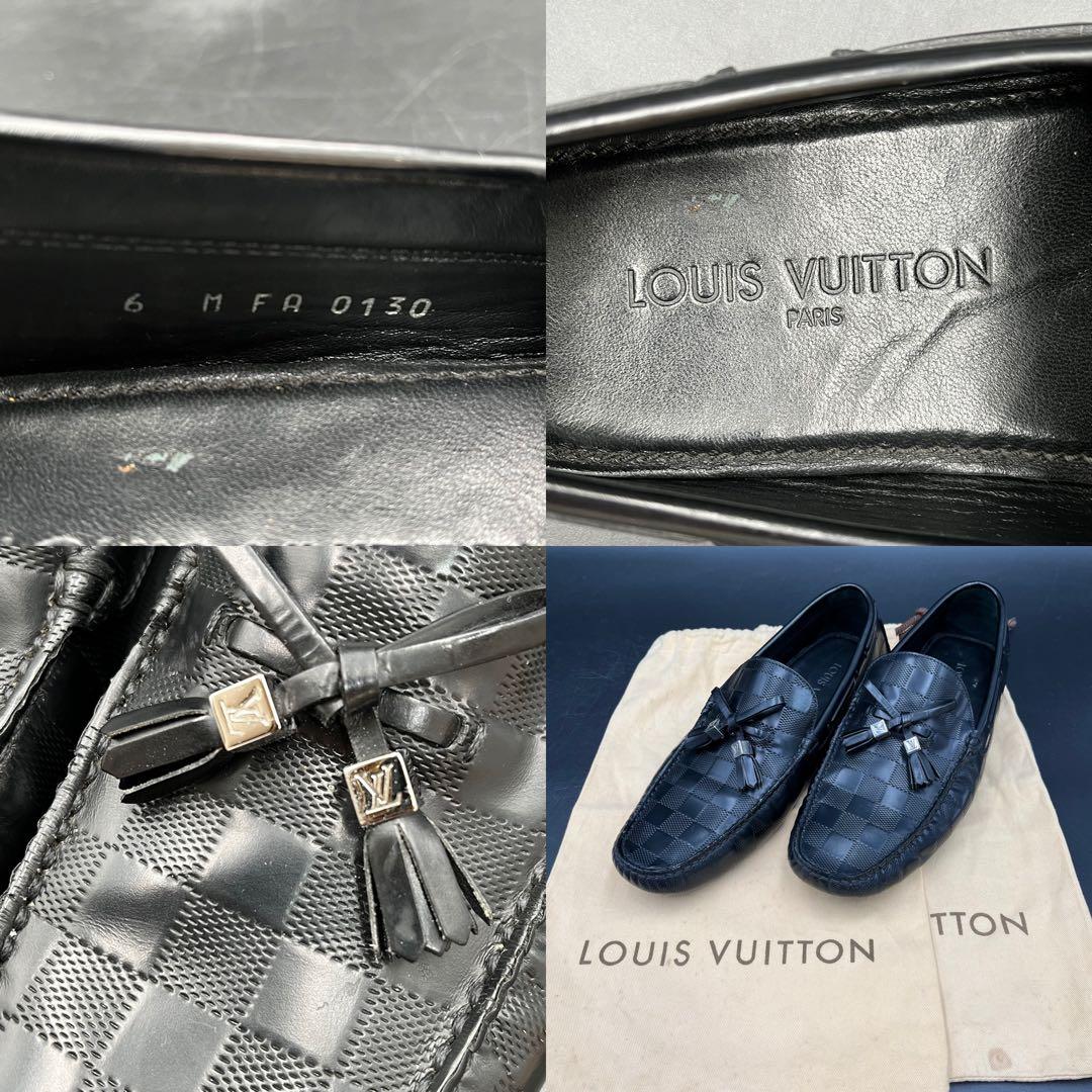 美品✨ ヴィトン ダミエ型押し タッセル メンズ ドライビングシューズ