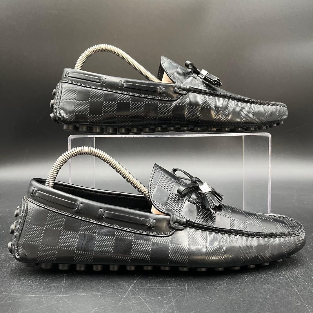 美品✨ ヴィトン ダミエ型押し タッセル メンズ ドライビングシューズ