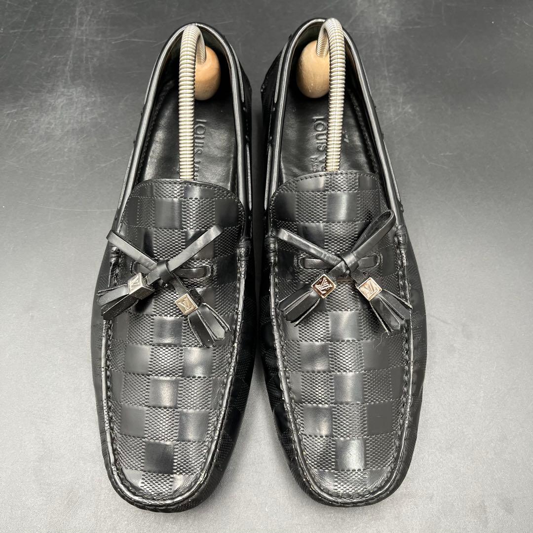 美品✨ ヴィトン ダミエ型押し タッセル メンズ ドライビングシューズ