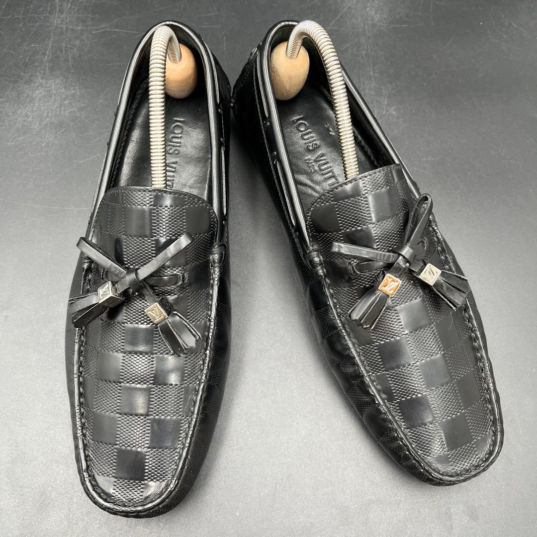 美品✨ ヴィトン ダミエ型押し タッセル メンズ ドライビングシューズ