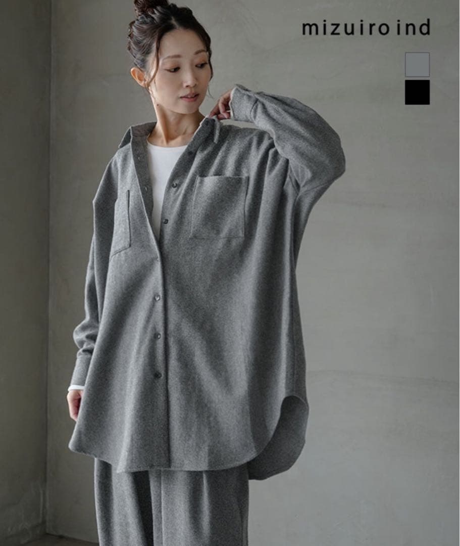 mizuiro ind ポケット付きワイドシャツ 羽織り 2025AW