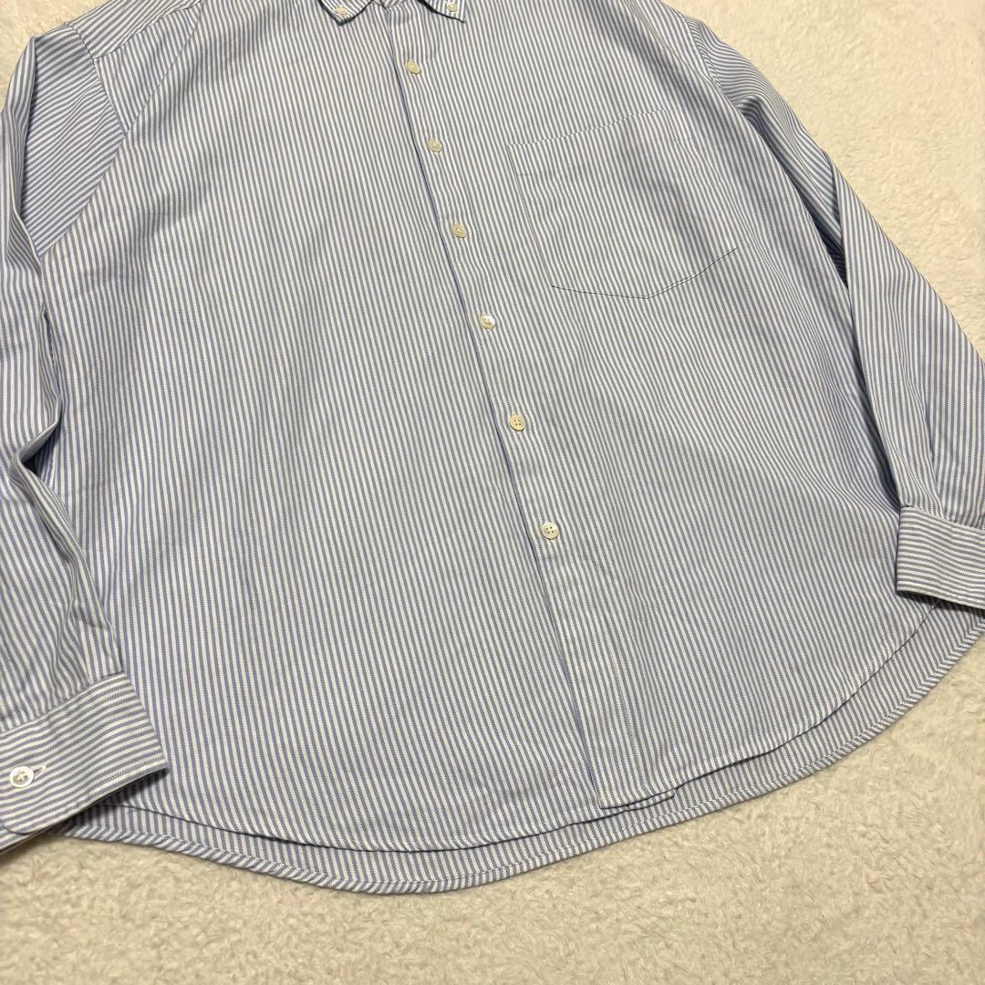 AURALEE オックスフォードBDシャツ ストライプ 4 ブルー × ホワイト