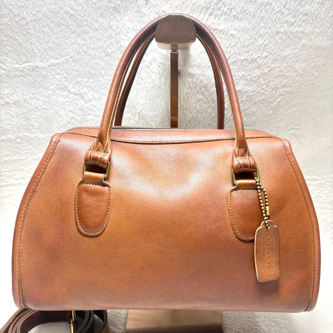 美品 coach old coach 2way ショルダーバッグ ボストン 茶
