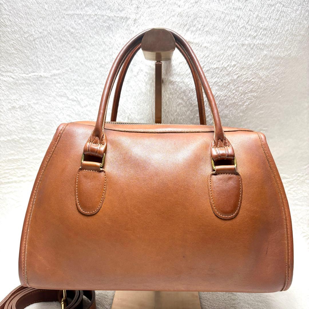 美品 coach old coach 2way ショルダーバッグ ボストン 茶