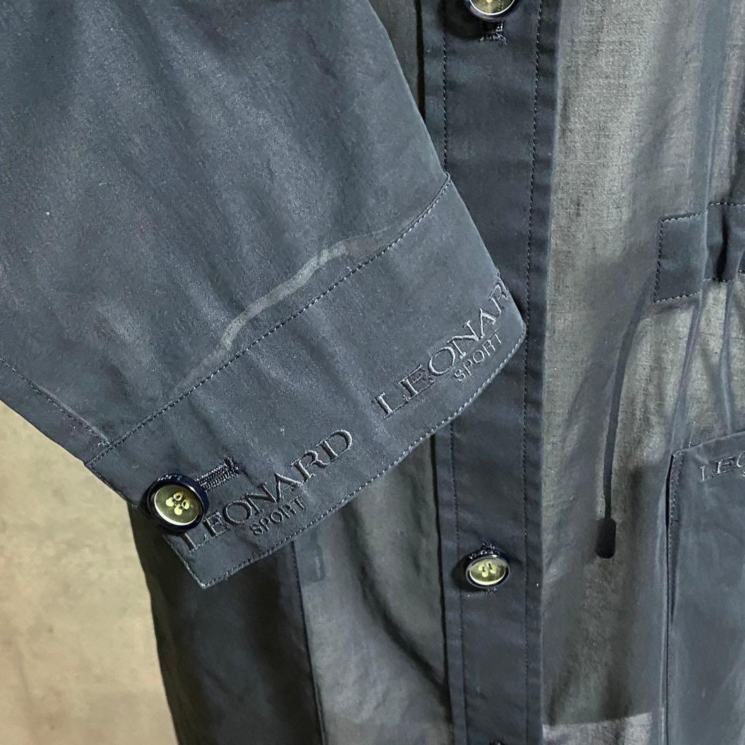 LEONARD SPORT スタンドカラー コート シアー素材 黒 L