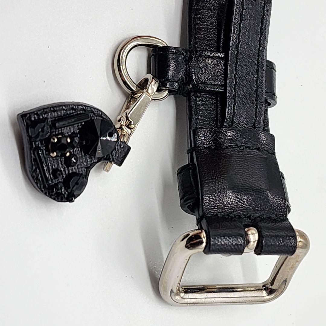 【 極美品 】 プラダ　サフィアーノレザー　ベルト　ハートチャーム　ブラック