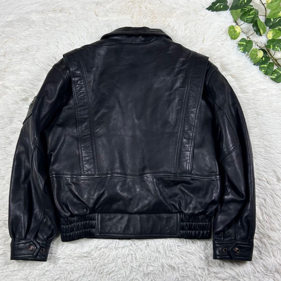 toshi 2way フライトジャケット 黒 羊革 本革 ライナー 短丈