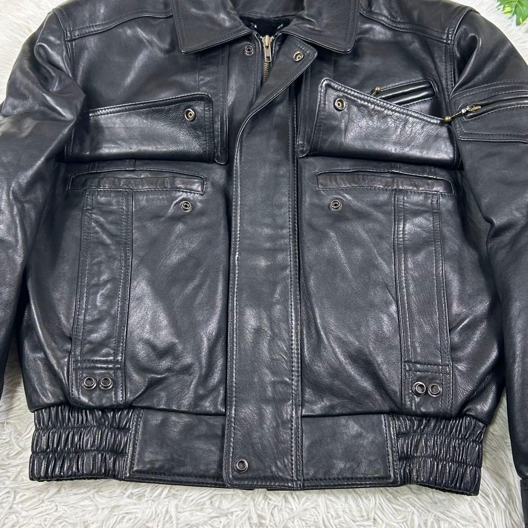 toshi 2way フライトジャケット 黒 羊革 本革 ライナー 短丈