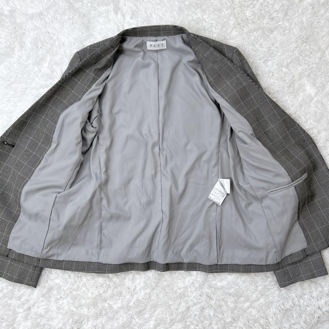 ✨美品✨ プラステ ストレッチ ウォッシャブル ノーカラー チェック スーツ