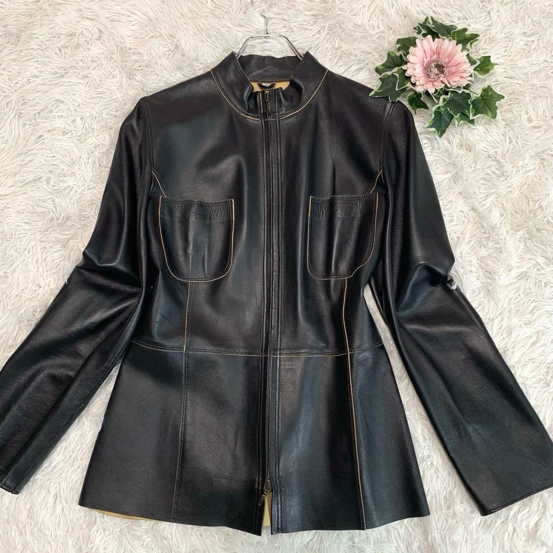 D77美品◆ARTICO【イタリア製/高級 羊革◆レザージャケット/ライダース】