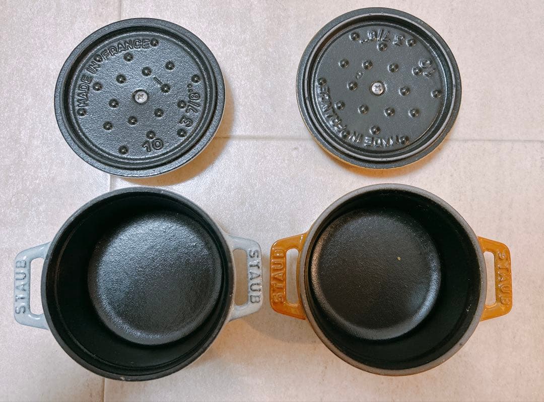 STAUB 両手鍋 オレンジ グレー セット