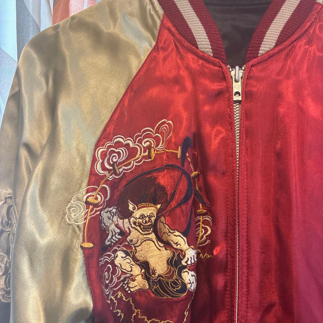 百花繚乱　風神雷神　リバーシブル　スカジャン　L