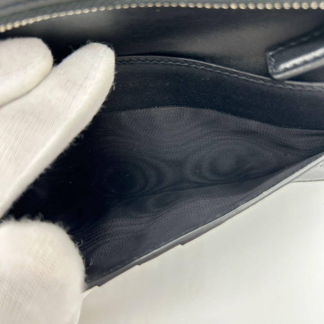 【美品】サンローラン 長財布 黒 クロコ型押し レザー ロゴ刻印