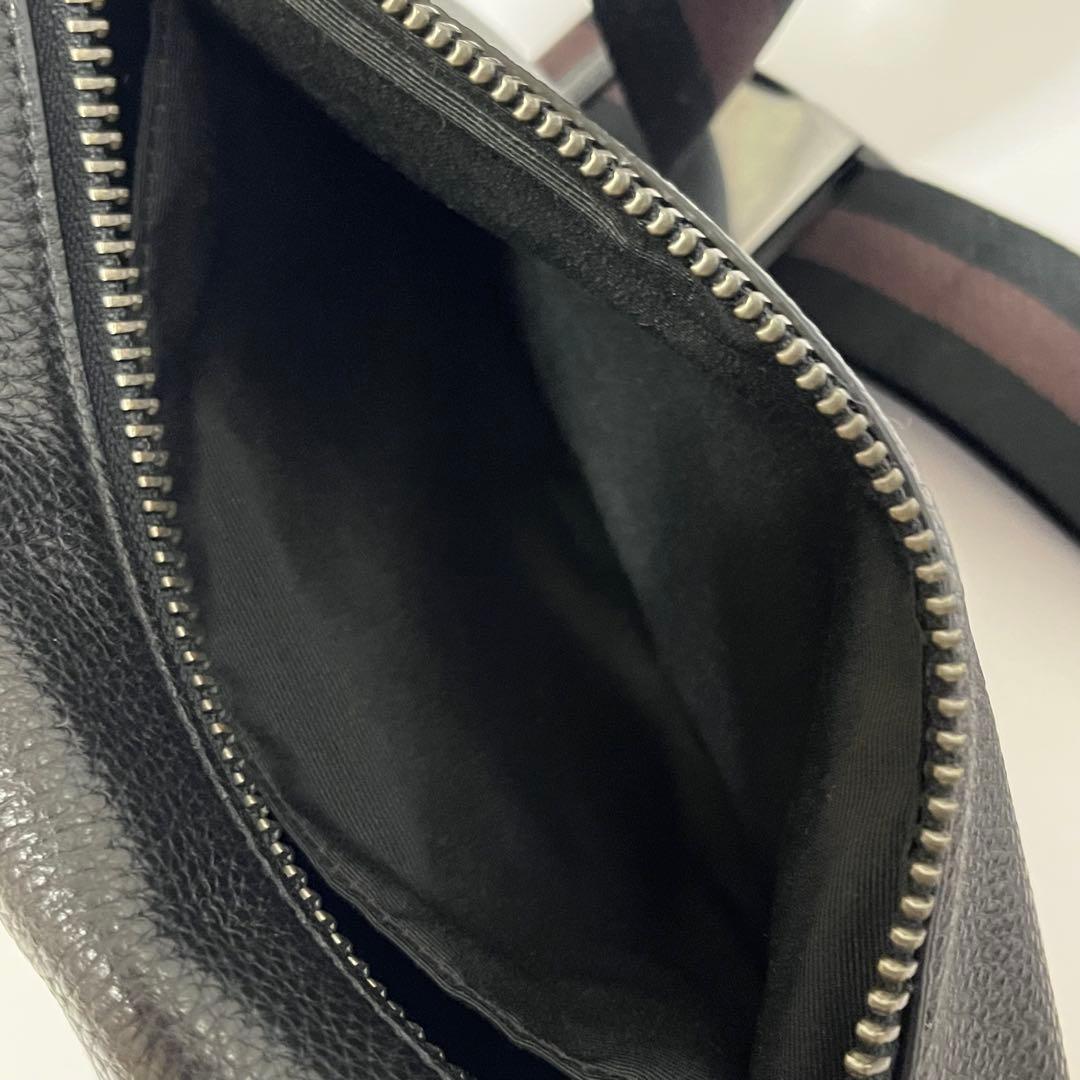 美品✨コーチ　トンプソン　ボディバッグ　ウエストバッグ　シボ革レザー　黒色