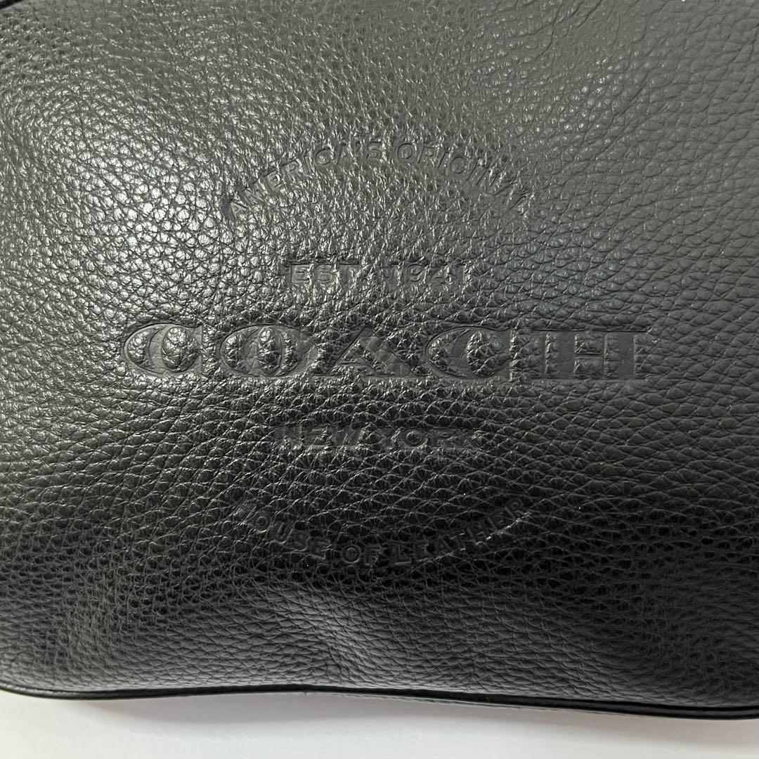 美品✨コーチ　トンプソン　ボディバッグ　ウエストバッグ　シボ革レザー　黒色