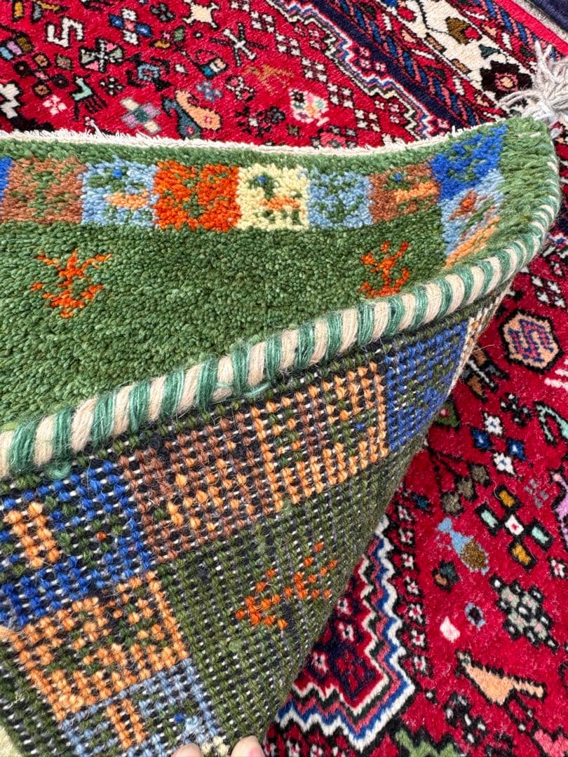 光*様 イラン製 手織りギャッベ 3枚セット 緑×ベージュ×赤 幸せの木 ウール