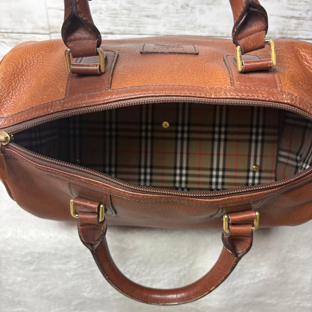 美品　希少　Burberrysバーバーリー ミニボストンバッグ　レザー　ブラウン